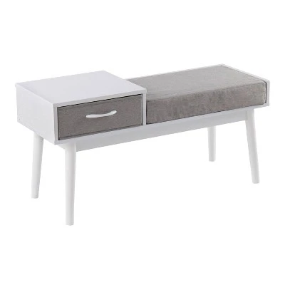 40" Telephone Polyester Wood Contemporary Bench - LumiSource Natural/gray 11 40" Telephone Polyester Wood Contemporary Bench - LumiSource Natural/gray - Image 9