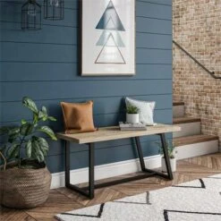 Palomino Asymmetrical Entryway Bench - Novogratz Black