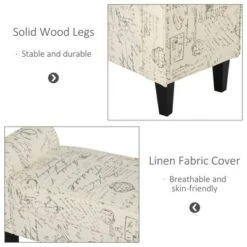 HOMCOM 41" Modern Linen Armed Entryway Bench Signature Print with Cream White Parchment Background -Ottomans Official Shop unnamed file 4061