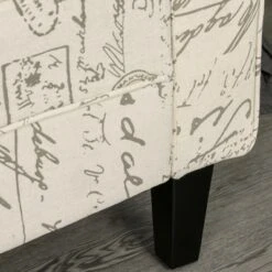 HOMCOM 41" Modern Linen Armed Entryway Bench Signature Print with Cream White Parchment Background -Ottomans Official Shop unnamed file 4065