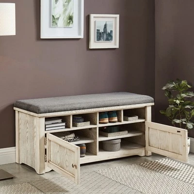 Gidney Storage Bench Weather White - HOMES: Inside + Out 4 Gidney Storage Bench Weather White - HOMES: Inside + Out - Image 2