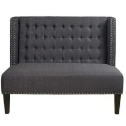 Tufted Nailhead Trim Entryway Bench Anthracite Gray - HomeFare -Ottomans Official Shop unnamed file 4082