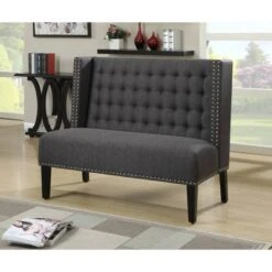 Tufted Nailhead Trim Entryway Bench Anthracite Gray - HomeFare -Ottomans Official Shop unnamed file 4084