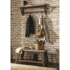Brookside Entryway Coat Hook and Bench Concrete Coated Top and Wood Light Gray/Brown - Alaterre Furniture -Ottomans Official Shop unnamed file 4093
