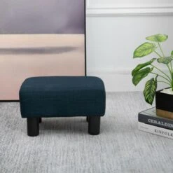 HOMCOM 16” Cube Modern Linen Fabric Pouf Footrest Ottoman -Ottomans Official Shop unnamed file 4141