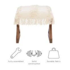 Colmar Tassel Ottoman Off White - Powell Company