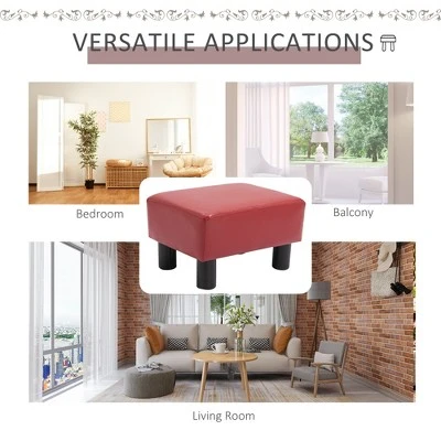 HomCom Modern 15" Rectangular Faux Leather Ottoman Footrest 4 HomCom Modern 15" Rectangular Faux Leather Ottoman Footrest - Image 3