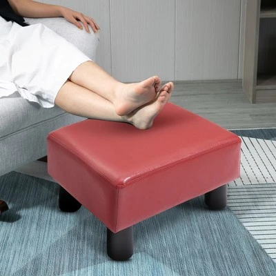 HomCom Modern 15" Rectangular Faux Leather Ottoman Footrest 7 HomCom Modern 15" Rectangular Faux Leather Ottoman Footrest - Image 6