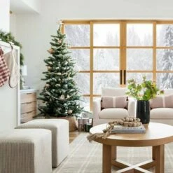 Threshold Designed W/Studio McGee Lynwood Square Upholstered Cube - Threshold™ designed with Studio McGee Burgundy Stripe -Ottomans Official Shop unnamed file 4201