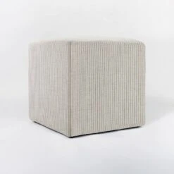 Threshold Designed W/Studio McGee Lynwood Square Upholstered Cube - Threshold™ designed with Studio McGee Burgundy Stripe -Ottomans Official Shop unnamed file 4205