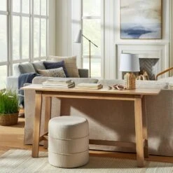 Ottomans Official Shop 62 Threshold Designed W/Studio McGee Catalina Mudcloth Round Ottoman - Threshold™ designed with Studio McGee Cream