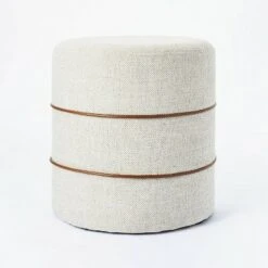 Threshold Designed W/Studio McGee Catalina Mudcloth Round Ottoman - Threshold™ designed with Studio McGee Cream -Ottomans Official Shop unnamed file 4218