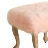 Square Wooden Stool with Faux Fur Upholstered Seat and Cabriole Legs Pink/Brown - Benzara -Ottomans Official Shop unnamed file 422