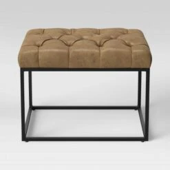 Trubeck Tufted Metal Base Ottoman Faux Leather - Project 62™ Brown -Ottomans Official Shop unnamed file 4233