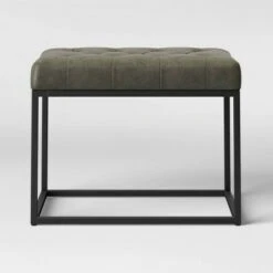Trubeck Tufted Metal Base Ottoman Faux Leather - Project 62™ Brown -Ottomans Official Shop unnamed file 4236