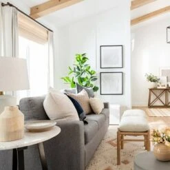 Threshold Designed W/Studio McGee Emery Wood and Upholstered Ottoman with Straps - Threshold™ designed with Studio McGee Cream -Ottomans Official Shop unnamed file 4278