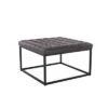 28" Square Button Tufted Metal Ottoman - WOVENBYRD Distressed Black Faux Leather -Ottomans Official Shop unnamed file 4286