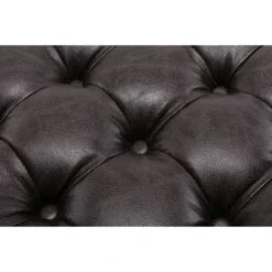 28" Square Button Tufted Metal Ottoman - WOVENBYRD Distressed Black Faux Leather -Ottomans Official Shop unnamed file 4288