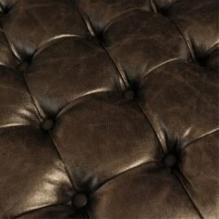 28" Square Button Tufted Metal Ottoman - WOVENBYRD Distressed Black Faux Leather -Ottomans Official Shop unnamed file 4295