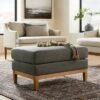 Threshold Designed W/Studio McGee Woodland Hills Wood Base Large Ottoman - Threshold™ designed with Studio McGee Light Gray -Ottomans Official Shop unnamed file 4307