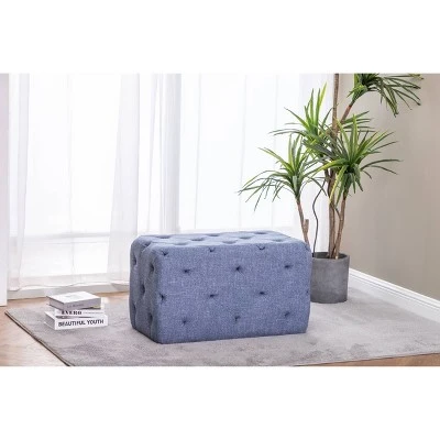 32" Rectangle Pintucked Ottoman - WOVENBYRD Light Brown 4 32" Rectangle Pintucked Ottoman - WOVENBYRD Light Brown - Image 2