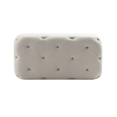 32" Rectangle Pintucked Ottoman - WOVENBYRD Light Brown 14 32" Rectangle Pintucked Ottoman - WOVENBYRD Light Brown - Image 12