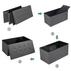 Costway 31.5''Fabric Foldable Storage Ottoman Toy Chest W/Removable Storage Bin Grey Dark Grey -Ottomans Official Shop unnamed file 4370