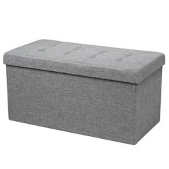 Costway 31.5''Fabric Foldable Storage Ottoman Toy Chest W/Removable Storage Bin Grey Dark Grey -Ottomans Official Shop unnamed file 4374