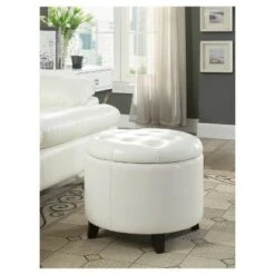 Round Ottoman White - Breighton Home -Ottomans Official Shop unnamed file 4377