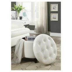 Round Ottoman White - Breighton Home -Ottomans Official Shop unnamed file 4378