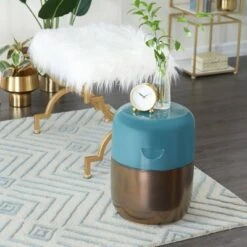 Olivia & May Coastal Stoneware Accent Tables Blue - Olivia & May
