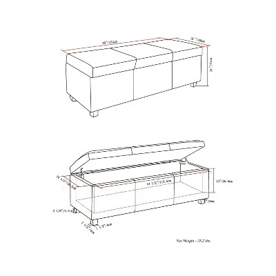 48" Franklin Storage Ottoman Bench - WyndenHall Chocolate Brown 9 48" Franklin Storage Ottoman Bench - WyndenHall Chocolate Brown - Image 7