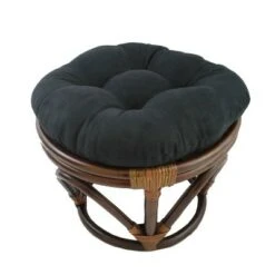 Rattan Ottoman with Micro Suede Cushion - International Caravan Tangerine Dream -Ottomans Official Shop unnamed file 4407