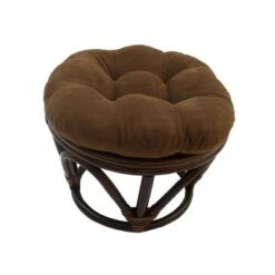 Rattan Ottoman with Micro Suede Cushion - International Caravan Tangerine Dream -Ottomans Official Shop unnamed file 4409