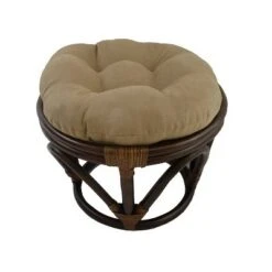 Rattan Ottoman with Micro Suede Cushion - International Caravan Tangerine Dream -Ottomans Official Shop unnamed file 4414