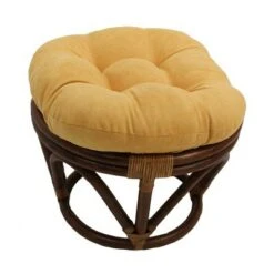 Rattan Ottoman with Micro Suede Cushion - International Caravan Tangerine Dream -Ottomans Official Shop unnamed file 4415