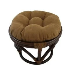Rattan Ottoman with Micro Suede Cushion - International Caravan Tangerine Dream -Ottomans Official Shop unnamed file 4417