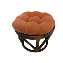 Rattan Ottoman with Micro Suede Cushion - International Caravan Tangerine Dream -Ottomans Official Shop unnamed file 4419