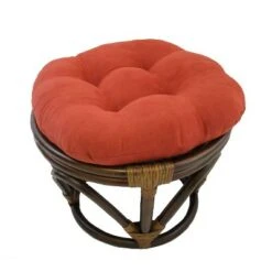 Rattan Ottoman with Micro Suede Cushion - International Caravan Tangerine Dream -Ottomans Official Shop unnamed file 4420