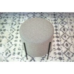 16" Modern Round Ottoman with Metal Base - WOVENBYRD Tan -Ottomans Official Shop unnamed file 4426