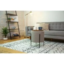 16" Modern Round Ottoman with Metal Base - WOVENBYRD Tan -Ottomans Official Shop unnamed file 4428