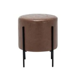 16" Modern Round Ottoman with Metal Base - WOVENBYRD Tan -Ottomans Official Shop unnamed file 4440