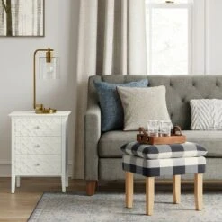 Buffalo Plaid Stool Blue - Threshold™