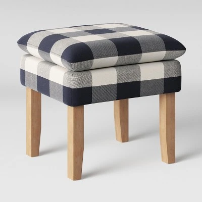 Buffalo Plaid Stool Blue - Threshold™ 4 Buffalo Plaid Stool Blue - Threshold™ - Image 2
