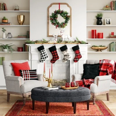 Buffalo Plaid Stool Blue - Threshold™ 5 Buffalo Plaid Stool Blue - Threshold™ - Image 3