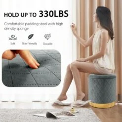 Costway Gymax Round Storage Ottoman Soft Padded Footrest Vanity Stool Shoe Bench Pink/Grey 19 Costway Gymax Round Storage Ottoman Soft Padded Footrest Vanity Stool Shoe Bench Pink/Grey -Ottomans Official Shop unnamed file 4486