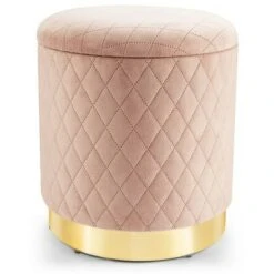 Costway Gymax Round Storage Ottoman Soft Padded Footrest Vanity Stool Shoe Bench Pink/Grey 23 Costway Gymax Round Storage Ottoman Soft Padded Footrest Vanity Stool Shoe Bench Pink/Grey -Ottomans Official Shop unnamed file 4490