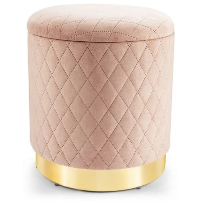 Costway Gymax Round Storage Ottoman Soft Padded Footrest Vanity Stool Shoe Bench Pink/Grey 13 Costway Gymax Round Storage Ottoman Soft Padded Footrest Vanity Stool Shoe Bench Pink/Grey - Image 11