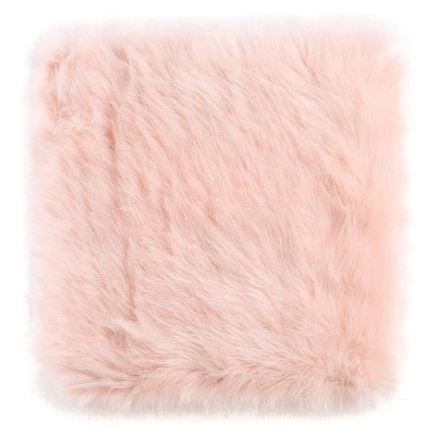 Faux Fur Pouf - HomePop Pink 4 Faux Fur Pouf - HomePop Pink - Image 2