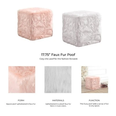 Faux Fur Pouf - HomePop Pink 7 Faux Fur Pouf - HomePop Pink - Image 5
